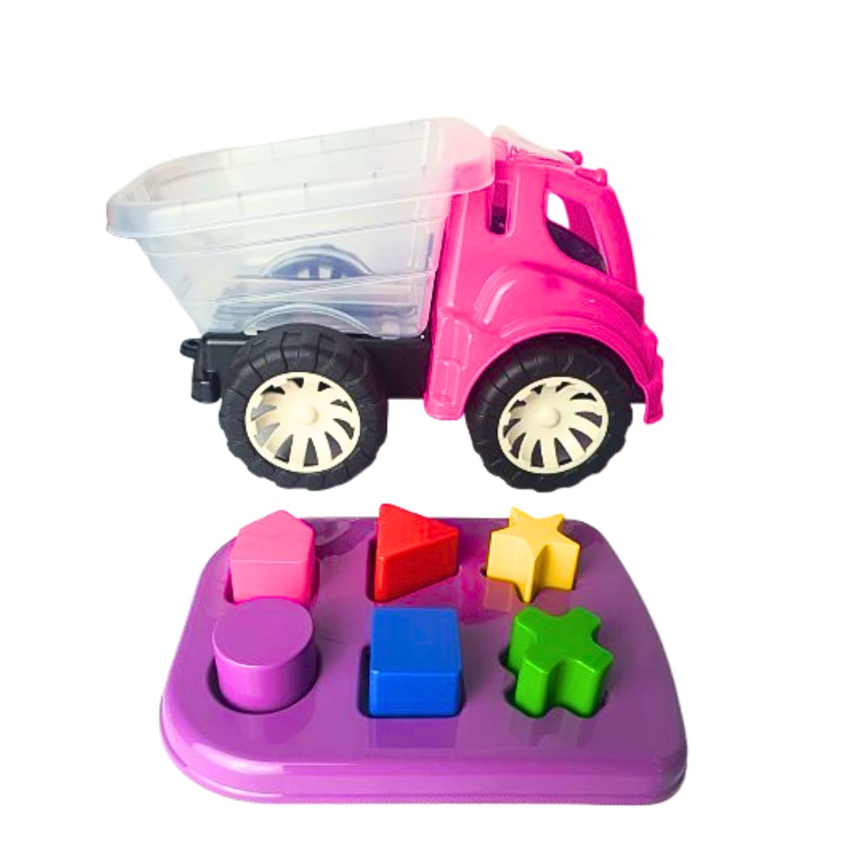 Brinquedo Caminhão Didático Rosa Com Roxo - Smiling Kids Brinquedo Caminhão Didático Rosa Com Roxo - Smiling Kids